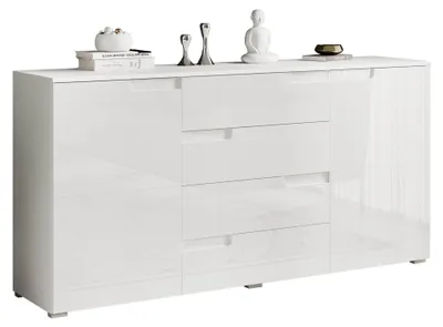Produktbild von Stella Trading SPICE Sideboard in Hochglanz Weiß - Moderne Kommode mit viel Stau
