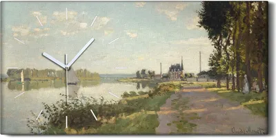 Produktbild von Wandbild Leinwand Bilder mit Uhr Geräuschlos 60x30 Die Promenade in Argenteuil - weiße Hände