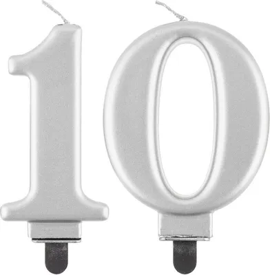 Produktbild von Kerze silber Zahl 10 Zahlenkerze 10. Geburtstag Geburtstagskerze