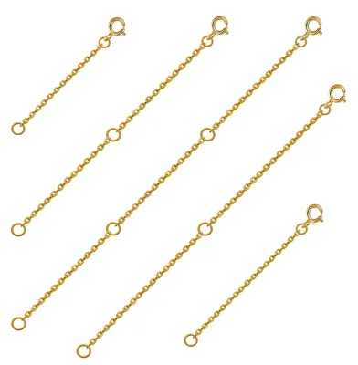 5 Edelstahl Kettenverlängerer gold 5–15 cm mit Karabinern