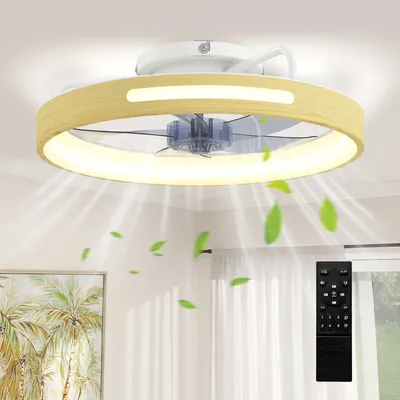 Produktbild von HOMCOM Deckenleuchte mit Ventilator, Ø49 cm Leise LED umkehrbarem DC-Motor