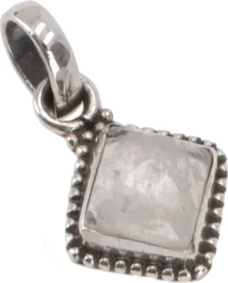 Produktbild von Indischer Boho Ethno Silberanhänger - Mondstein, Weiß, SterlingSilber, 1*1*0,7 cm, Anhänger & Amulette aus Silber