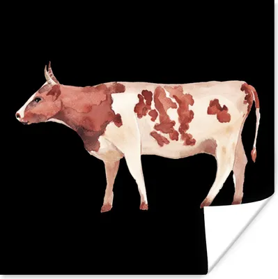 Produktbild von MuchoWow® Poster Kuh - Tier - Schwarz 75x75 cm - Wand Dekoration