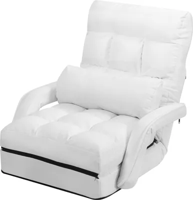 Produktbild von COSTWAY Regulowana rozkładana sofa, sofa podłogowa z podłokietnikami i poduszkami, biała