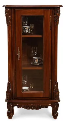 Produktbild von Casa Padrino Luxus Barock Vitrine Dunkelbraun - Prunkvoller Massivholz Vitrinenschrank mit Glastür - Handgefertigte Barock Möbel - Edel & Prunkvoll