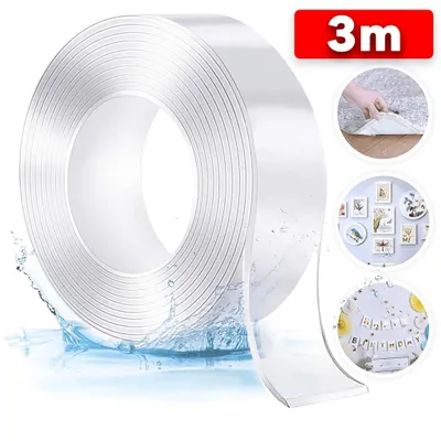 Produktbild von Doppelseitiges Klebeband Extra Stark 3M Transparent Nano Tape Abwaschbar Wiederverwendbar Spurlos Ablösbar Rutschfest für Teppich Küche Auto Büro Wand