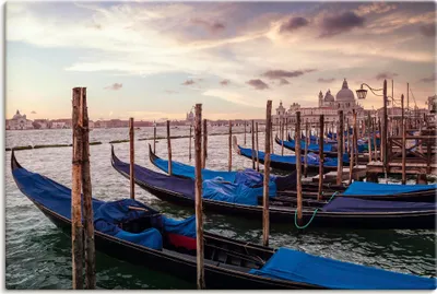 Produktbild von ARTland Leinwandbild Venedig Gondeln Größe: 90x60 cm