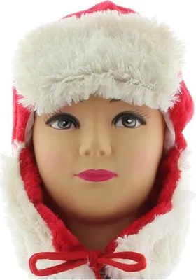 Produktbild von Cepewa Weihnachtsmütze Uschanka Plüsch 14098 - Rot Weiß