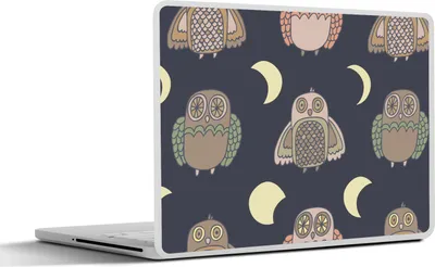 Produktbild von MuchoWow® Laptop Aufkleber Sticker Cover Eule - Muster - Mond 25x18 cm - Laptop-Deko