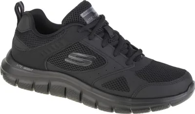 Produktbild von Skechers Herren Sneaker Track-Syntac 232398-BBK, Schwarz, Memory Foam Decksohle, Leder Synthetik Mix, Anziehlasche, verstärkte Zehen- und Fersenpartie