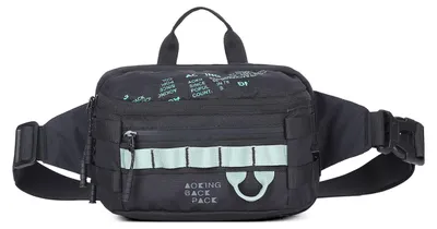 Image de Sac de sport unie Aoking, noir, avec bandoulière réglable et poches zippées