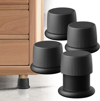 Produktbild von 4-stückige Verstellbare Tischhöhen - Tischplatten - Bürohöhen mit Anti-Slip-Boden und Gummi-Pad - Tischfußhöhen von 4-6,3 cm - Für kleine Bürohöhen - Schwarz