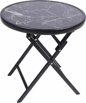 Zdjęcie produktu dla Stolik bistro ogrodowy, składany, Ø 45 cm, czarny marmur