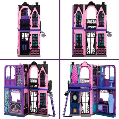 Produktbild von Monster High Buh-tique Hotel Puppenhaus mit gruseligen Überraschungen in jedem Raum und mehr als 13 Zubehörteilen, 4 Jahr(e), Mädchen, 750 mm, 3,9 kg, Mehrfarbig