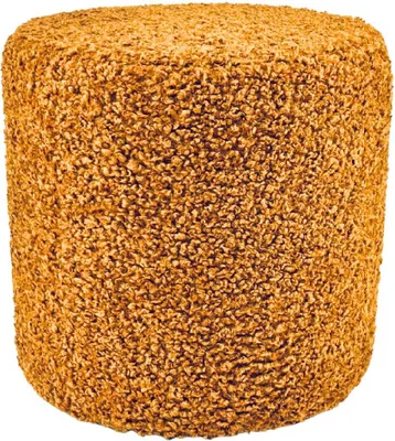 Zdjęcie produktu dla Pufa ROLF okrągła 40x40 cm miękkie siedzisko do salonu tapicerowana tkaniną baranek bouclé morska