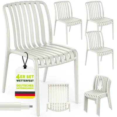 Image de Lot de 4 chaises de jardin tillvex® empilables et résistantes aux intempéries | Chaises d'extérieur pouvant supporter jusqu'à 120 kg | Chaises de jardin d'extérieur | Chaises de terrasse, mobilier de jardin, balcon, jardin, terrasse