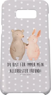 Produktbild von Mr. & Mrs. Panda Samsung Galaxy S8 plus Handyhülle  Bär und Hase Umarmen - Grau Pastell - Geschenk, Handy Case, für Immer, Best Friends, Freund, Bester, Hülle, Cover