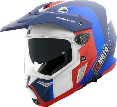 Produktbild von FC-Moto Merkur Pro Air Enduro-Helm, blau/rot/weiß, XS