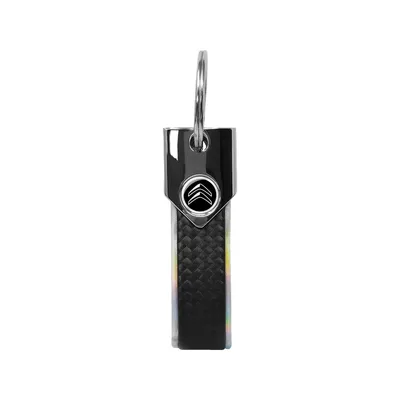 Image de Porte-clés Citroën Argent Holographique Officiel, Carbone, Logo Noir