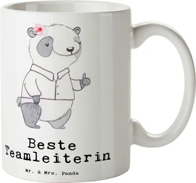 Produktbild von Mr. & Mrs. Panda Tasse Panda Beste Teamleiterin - Weiß - Geschenk, Kollegin, Geschenkidee, Abschiedsgeschenk, Vorgesetzte, Becher, Chefin, Kaffeetasse, Trinkbecher