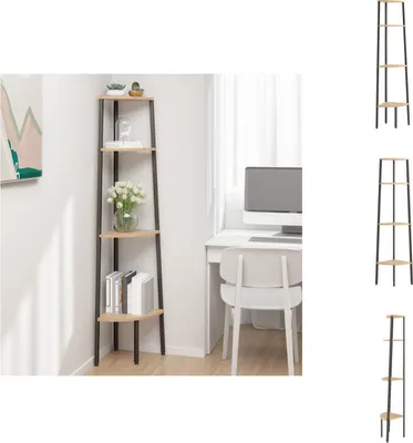 Produktbild von vidaXL Eckregal mit 4 Böden Hellbraun und Schwarz 45,5x31,5x150 cm -  Bücherregale & Bücherschränke