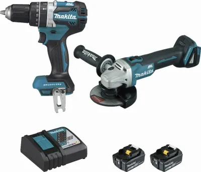 Image de Pack 2 outils MAKITA DLX2210TJ1 (DGA506+DHP484+BL1850×2+DC18RC+MAK2&3)