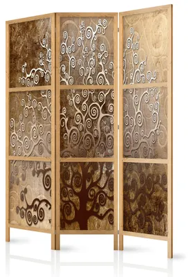 Produktbild von Muralo Japanischer PARAVENT 3-teilig Raumteiler klappbar PREMIUM-Vliesleinwand ABSTRAKTER BAUM RETRO für Schlafzimmer 135cmx172cm