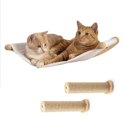 Productafbeelding van Set van 3 kattenplanken met hangmat - Ideaal om te klimmen en te slapen