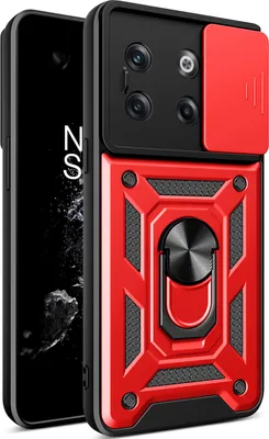 Produktbild von OnePlus 10T Hülle mit Ring Ständer Halter Dia Kameraschutz TPU PC Schutzhülle für OnePlus 10T Rot