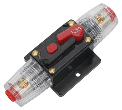 Image de Support de fusible à réarmement automatique pour circuit audio stéréo 12-24 V, 125 A, à installer en ligne, pour voiture et bateau