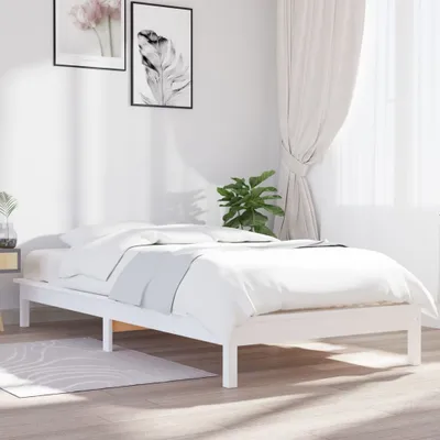 Produktbild von vidaXL Massivholzbett Weiß 90x200 cm Kiefer