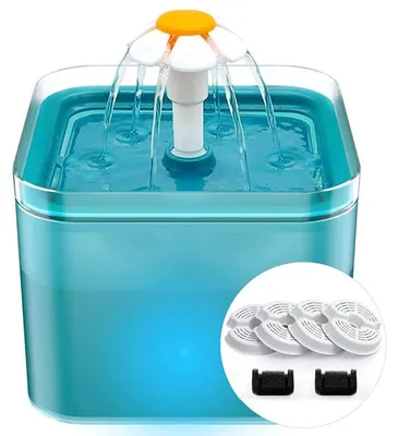 Immagine prodotto di Fontanella per gatti con 6 filtri, capacità di 2 litri, illuminazione LED, 3 modalità di flusso dell'acqua, funzionamento silenzioso, 1,5W