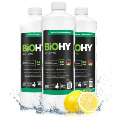 Produktbild von BiOHY Spülmittel, Geschirrspülmittel, Handspülmittel, Geschirrreiniger, 3 x 1 l