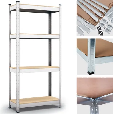Produktbild von Steckregal Werkstattregal 1600x800x400 mm, 4 Ebenen, Farbe verzinkt, Traglast gesamt 320 kg, Kellerregal Schwerlastregal Metallregal Lagerregal