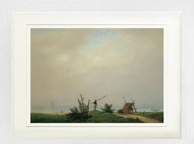 Produktbild von Caspar David Friedrich Gerahmtes Bild Mit Edlem Passepartout | Wand-Bilder | Im Bilderrahmen - Meeresstrand Mit Fischer, 1807 (30 x 40 cm)