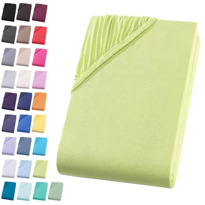 Produktbild von Jersey Spannbettlaken 140-160x200 cm Spannbettuch 100% Baumwolle Bettlaken, Apfelgrün