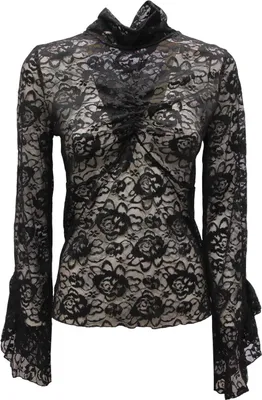 Zdjęcie produktu dla L4694 Blusa Donna Kontatto Damska Koronkowa Bluzka Czarny