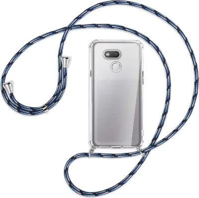 Produktbild von Handykette Backcover-Schutzhülle mit Band (Metall silberfarben) für HTC Desire 12s - Blautöne