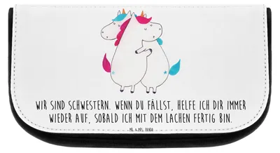 Produktbild von Mr. & Mrs. Panda Kulturbeutel Einhörner Umarmen - Weiß - Geschenk, Make-up Täschchen, kosmetiktasche klein, kulturtäschchen, Liebe, Organizer, Familie, Einhorn, Freundin