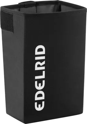 Schwarze Setter Box von Edelrid für Kletterwandbau; rechteckige Form mit Logo.