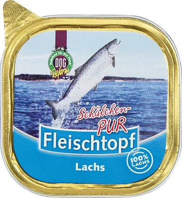 Produktbild von 200g Schecker DOGREFORM Fleischtopf Schälchen PUR Lachs 100%Lachs Hundefutter