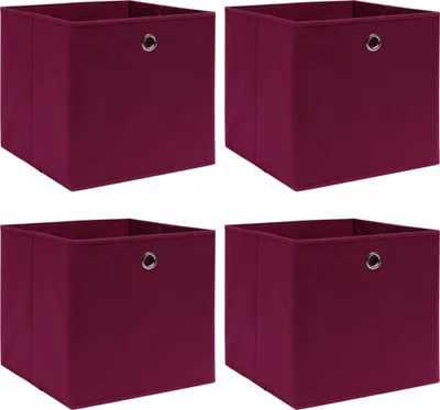 Obrázek produktu pro Úložné boxy 4 ks tmavě červené 32 x 32 x 32 cm textil