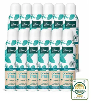 Produktbild von 12 x Kneipp Duschschaum Goodbye Stress - Wasserminze & Rosmarin - 200 ml - Vorratspackung - 12 Stücke
