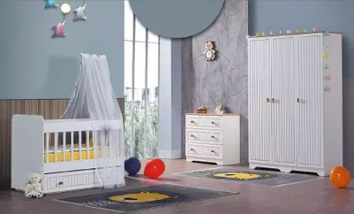 Obrázek produktu pro Baby Komplettzimmer Schrank Bett Kinderzimmer Säugling Kommode 3tlg.