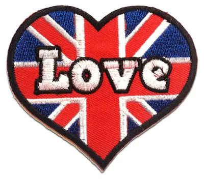Obrázek produktu pro Heart I Love Uk England - nášivka, nažehlovací, nášivky, nášivky, nažehlovací, velikost: 8 x 7,5 cm