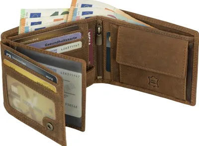 Produktbild von Leder Geldbörse Herren Portemonnaie RFID Querformat Geldbeutel Büffelleder (9921)