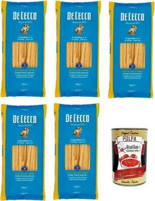 Produktbild von De Cecco Tripoline N°3, 100% Italienisch Pasta Nudeln 5x 500g + Italian Gourmet Polpa 400g