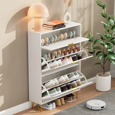 Zdjęcie produktu dla Szafka Schoenkast - Biała - 80 x 24 x 119,5 cm