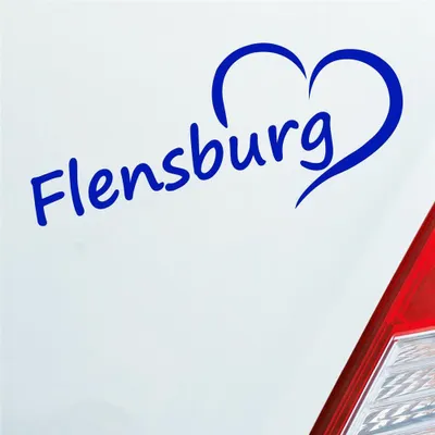 Produktbild von Auto Aufkleber Flensburg Herz Stadt City Liebe Love 18,5x8 cm Dunkelblau Sticker Heckscheibenaufkleber