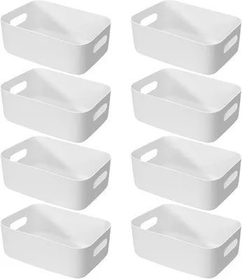 Produktbild von Aufbewahrungsboxen Set 8 weiß Kunststoff 30x20x12cm
